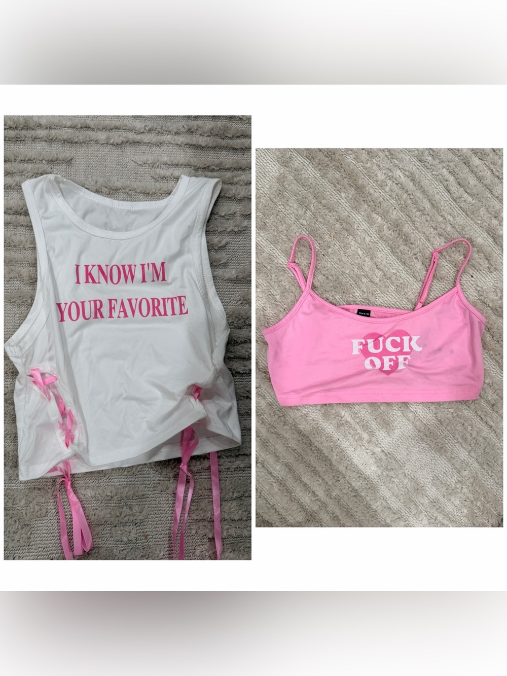 BUNDLE White Tank & Pink Crop Set with Sassy Slogans